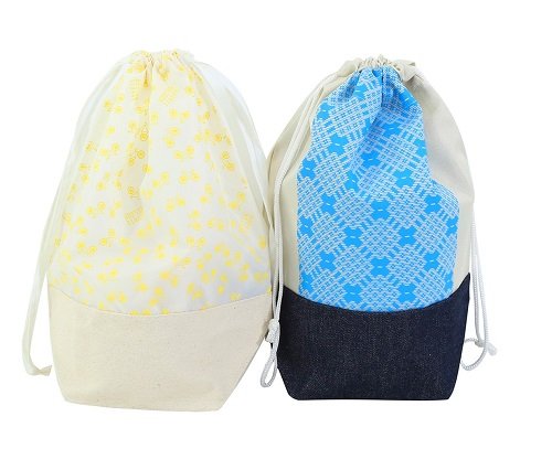 Denim and polyester pouch