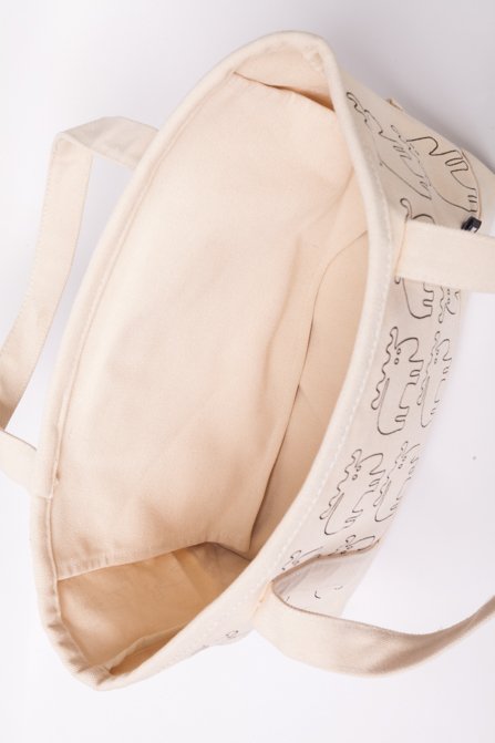 Beige Canvas Tote Bag