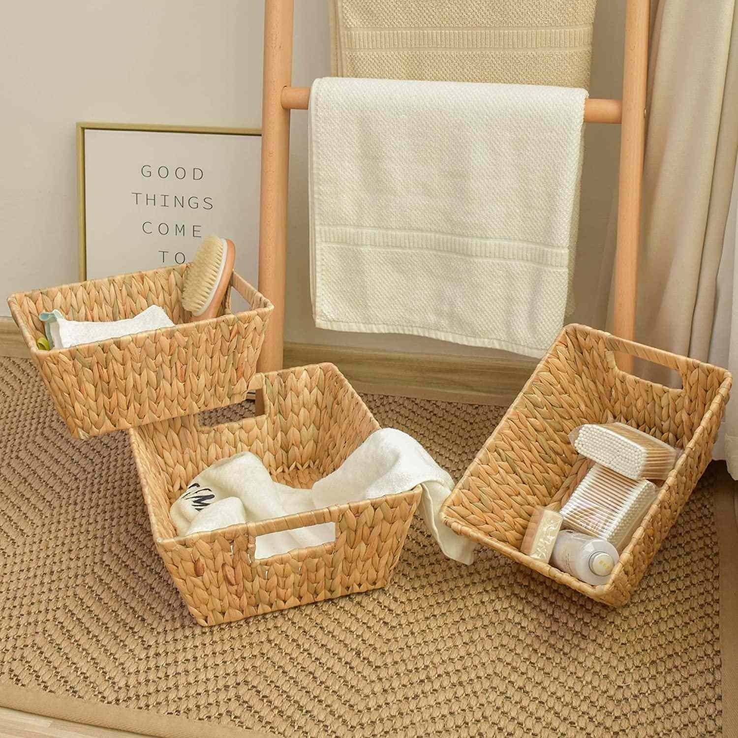 Handwoven Water hyacinth storage basket